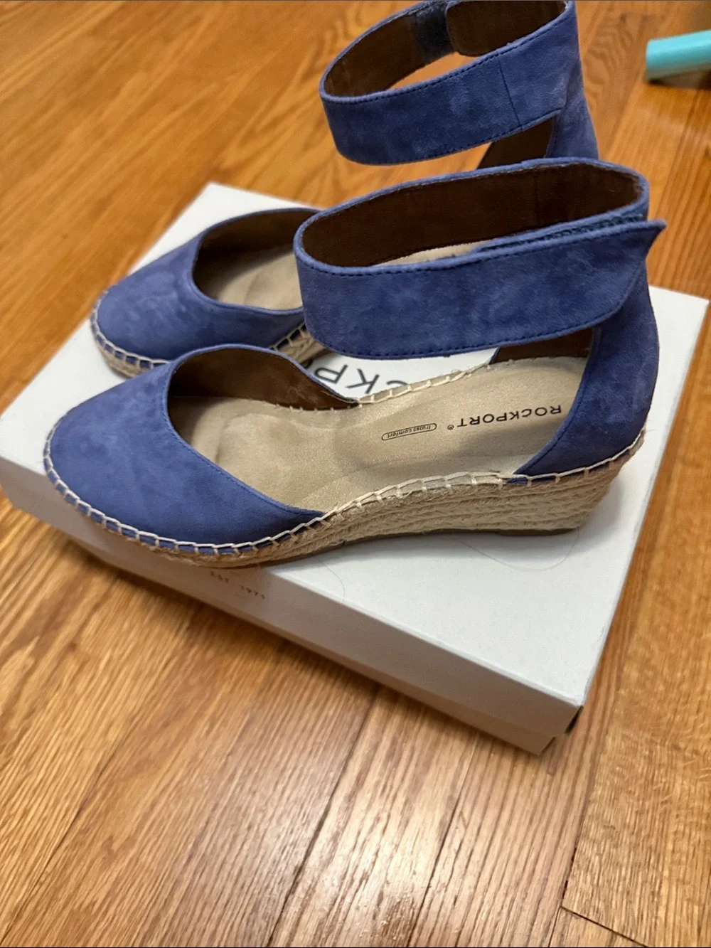 Rockport Blue Suede Ankle-Strap Espadrilles